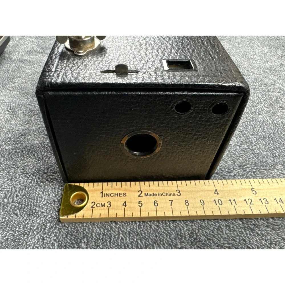 Vintage Kodak No 2 Brownie Box Camera Black with Leather Carrying Case Antique